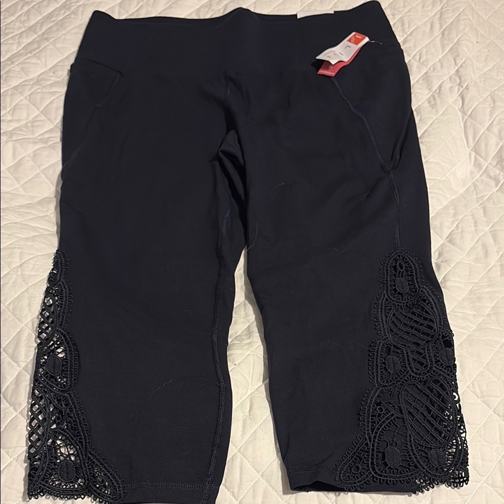 Livi Active Black Bike Shorts with Lace Detail